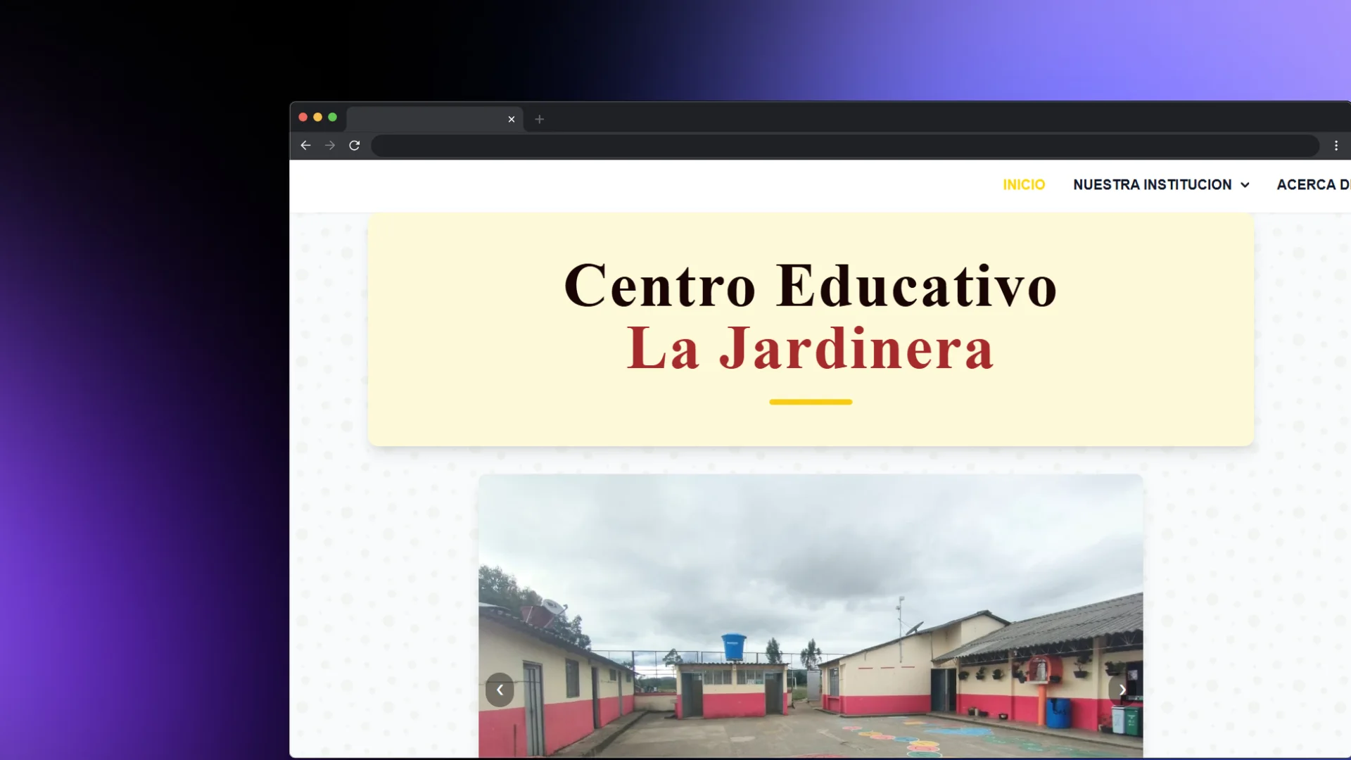 Captura del proyecto Sitio web de la institución educativa teresiano sede La Jardinera